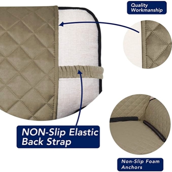 Reversible Quilted Sofa Cover, Water Resistant Slipcover Beige/Beige Protector - Picture 4 of 7